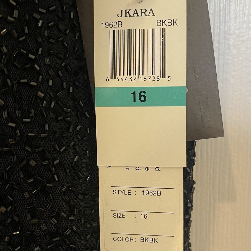 JKARA Women Formal Evening Beaded Maxi Dress Size 16 Mesh Overlay Elegant Formal - Picture 11 of 13